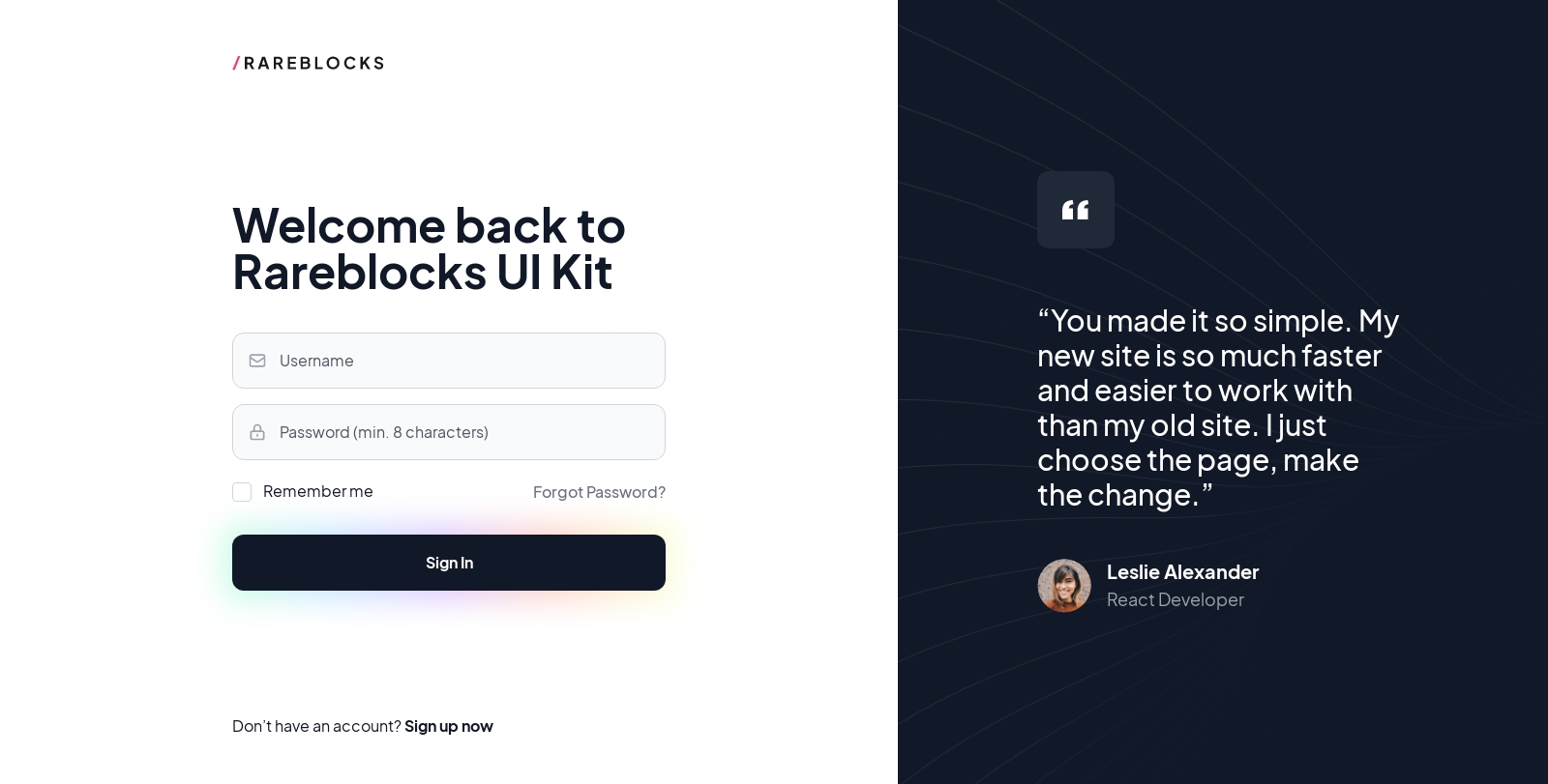 Signin component screenshot