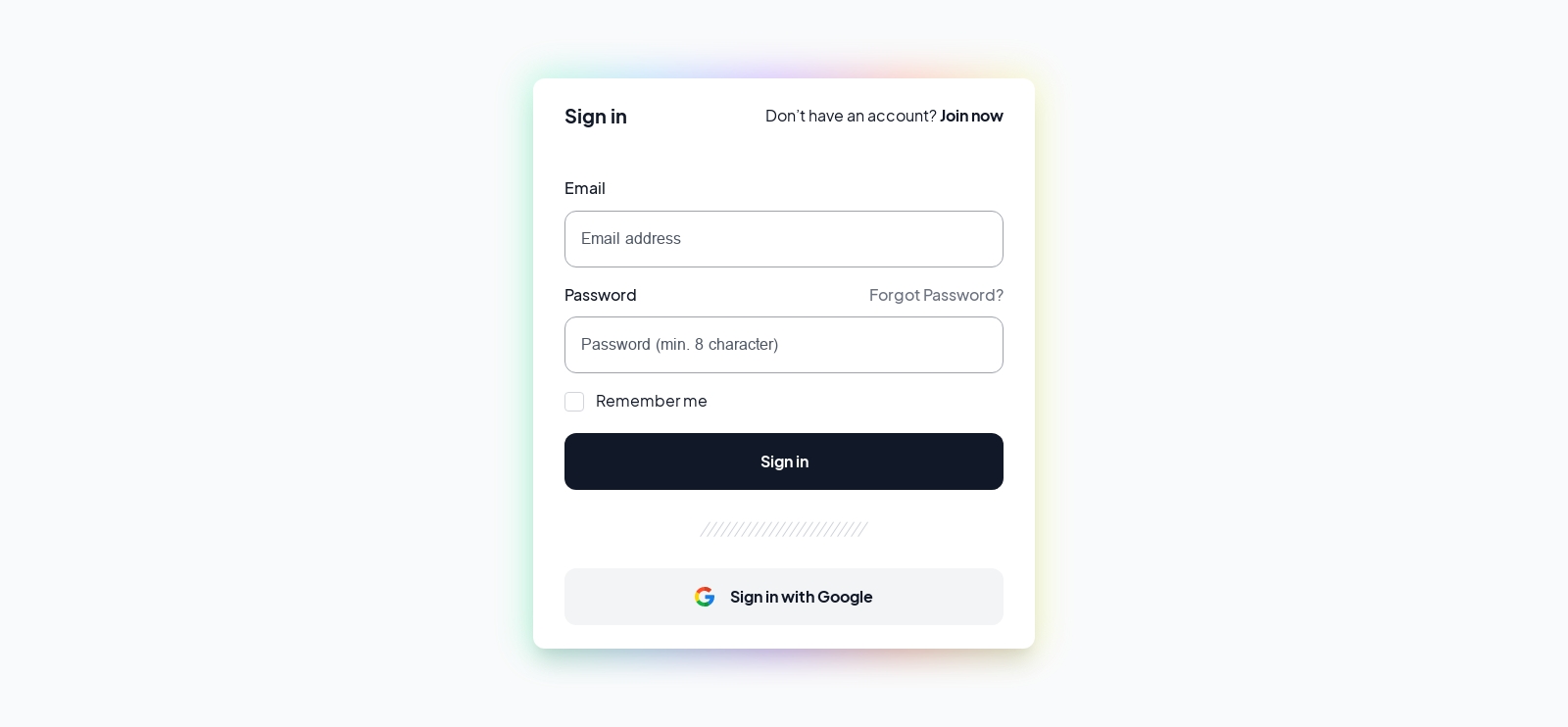 Signin component screenshot