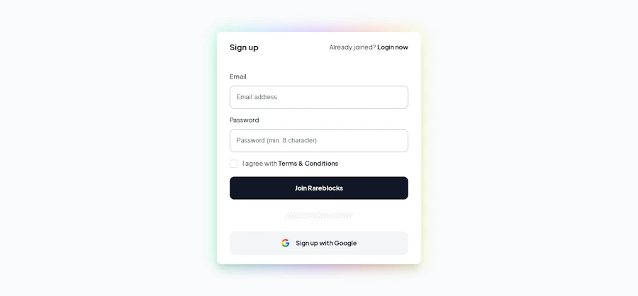 Signup component screenshot
