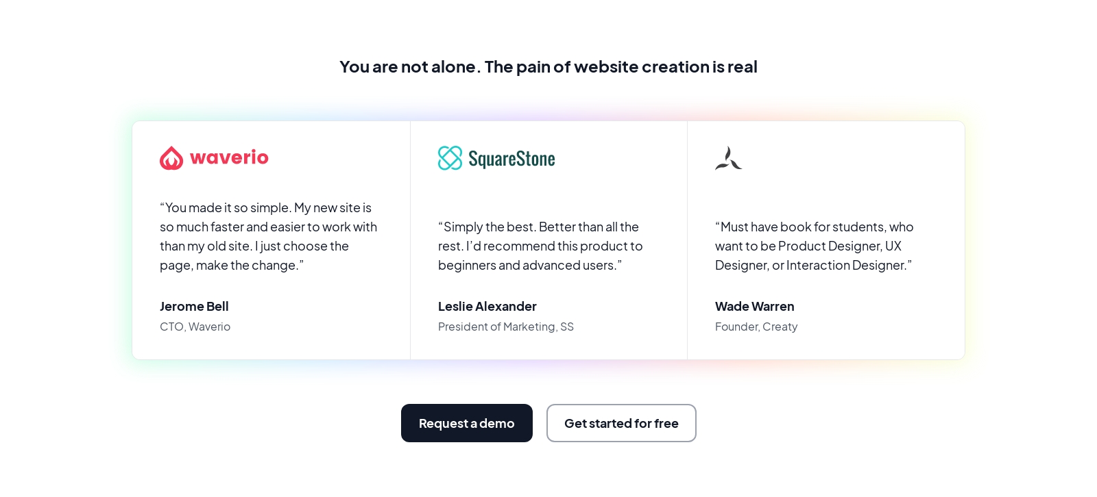 Testimonial component screenshot