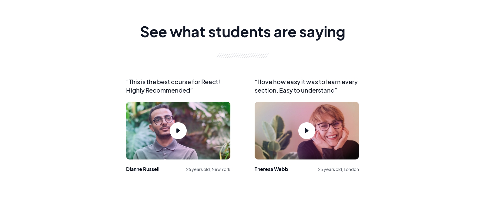 Testimonial component screenshot