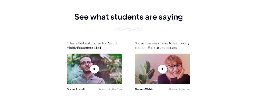 Testimonial component screenshot