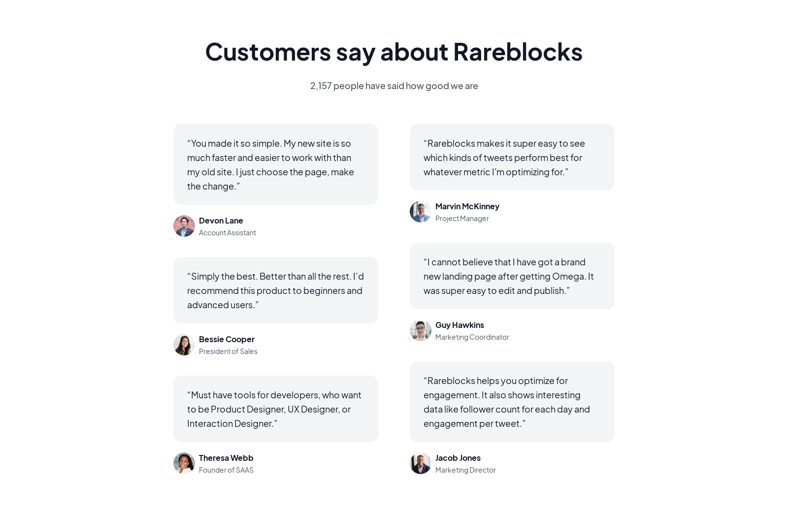 Testimonial component screenshot