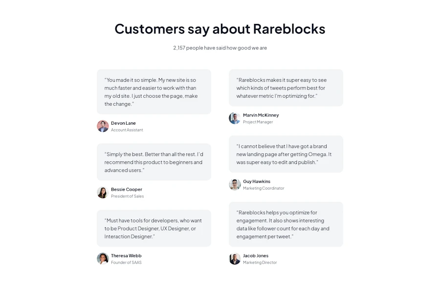 Testimonial component screenshot