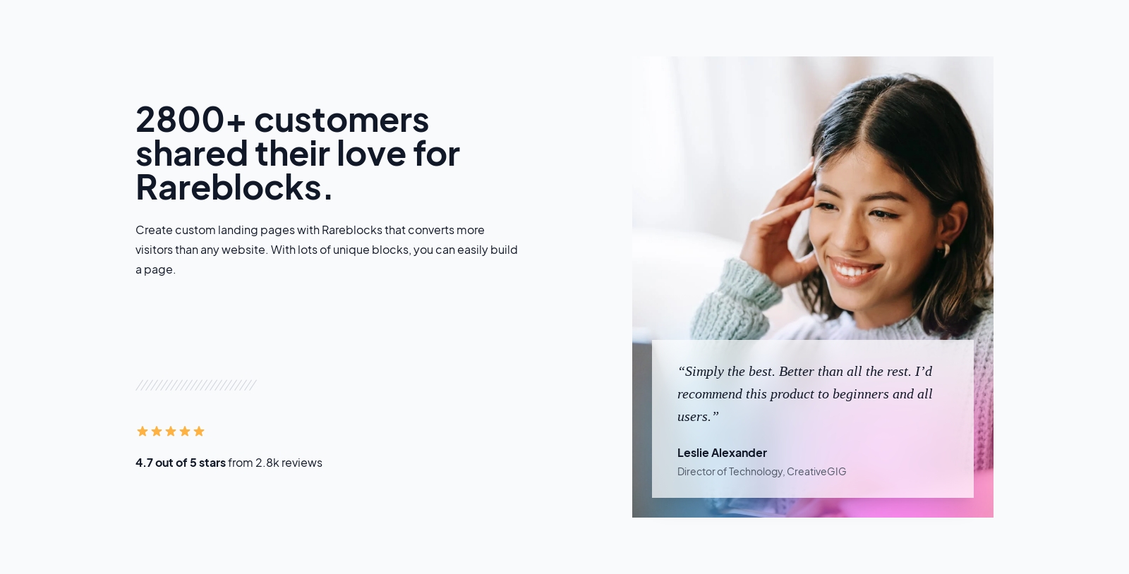 Testimonial component screenshot