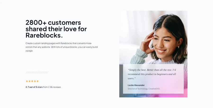 Testimonial component screenshot