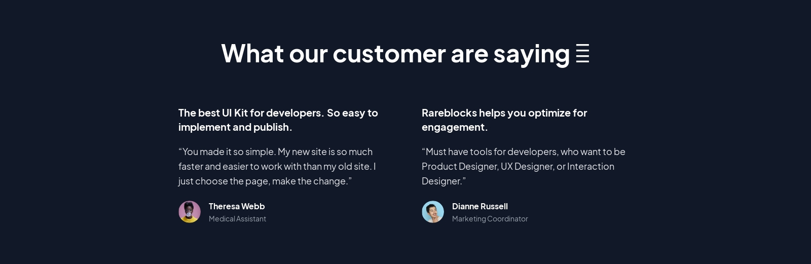 Testimonial component screenshot