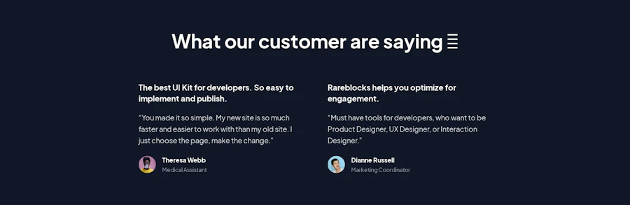 Testimonial component screenshot