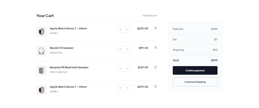 Cart component screenshot
