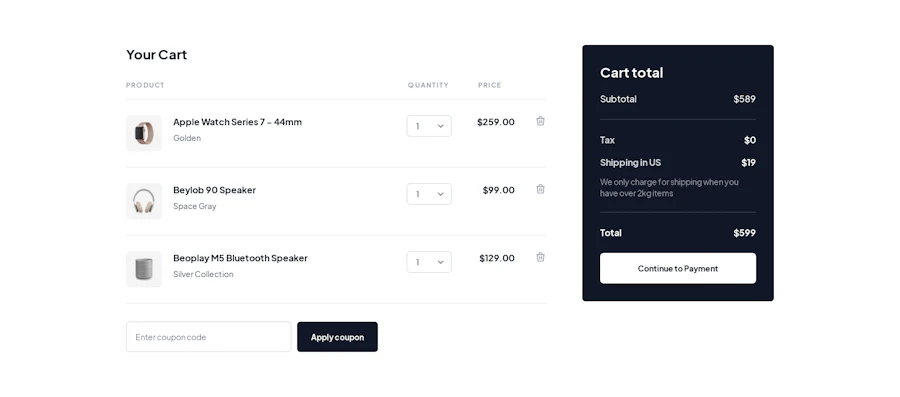 Cart component screenshot