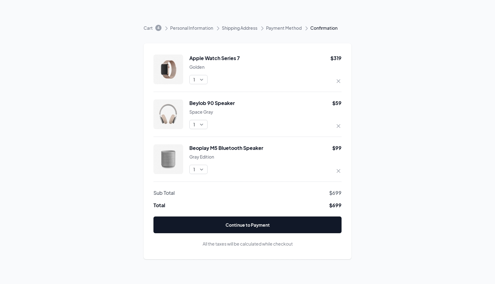 Cart component screenshot