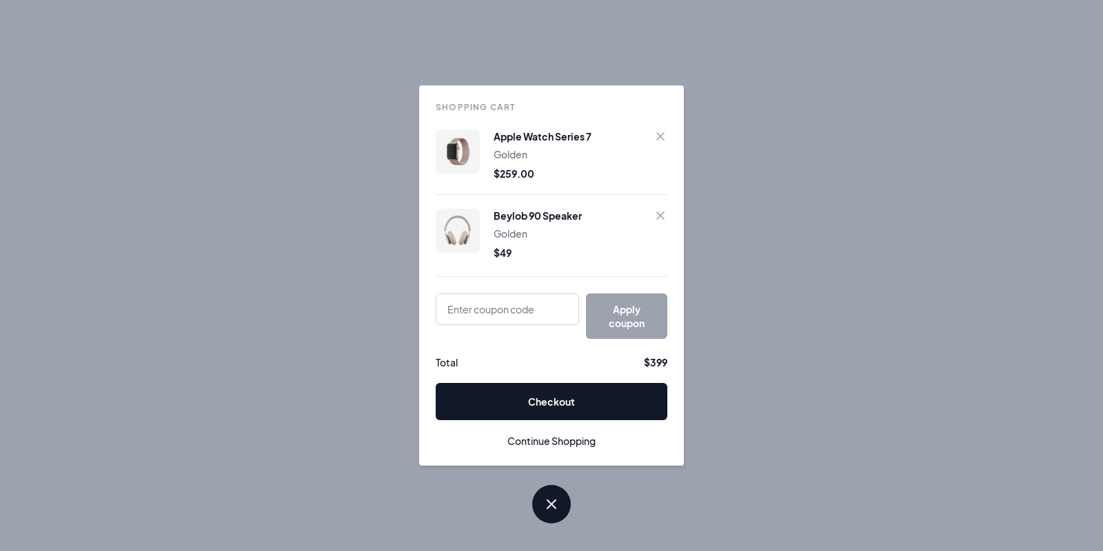 Cart component screenshot