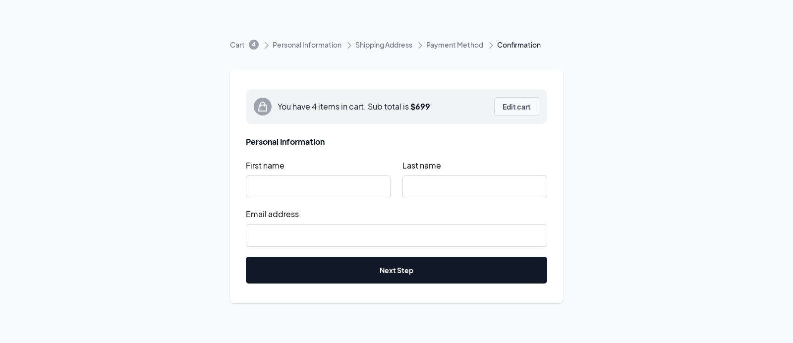 Checkout component screenshot