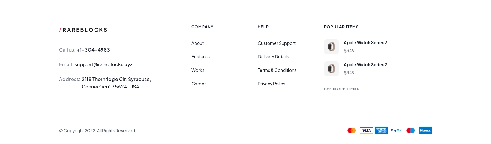 Footer component screenshot