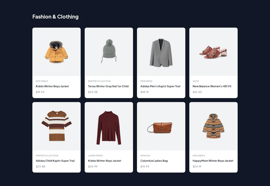 Products component screenshot