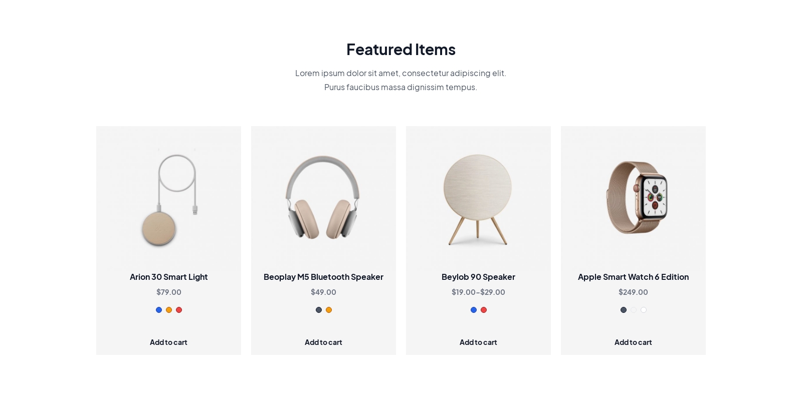 Products component screenshot