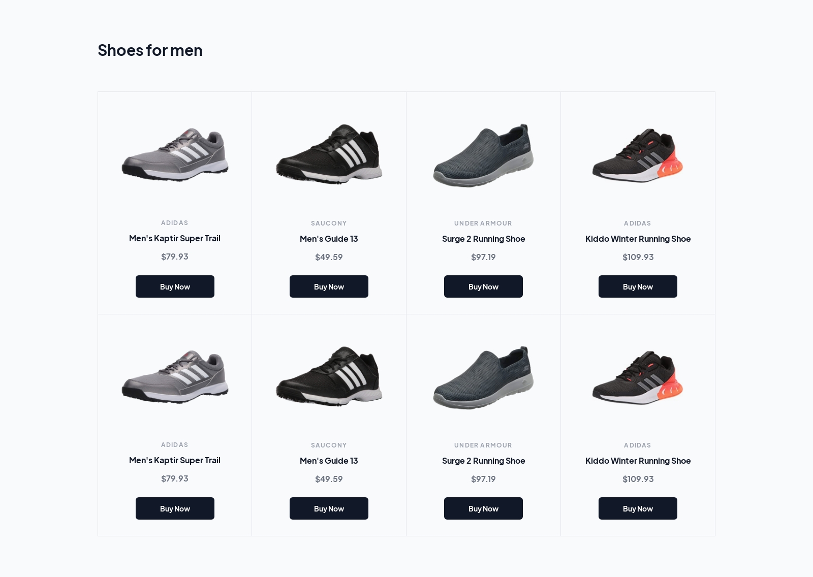 Products component screenshot
