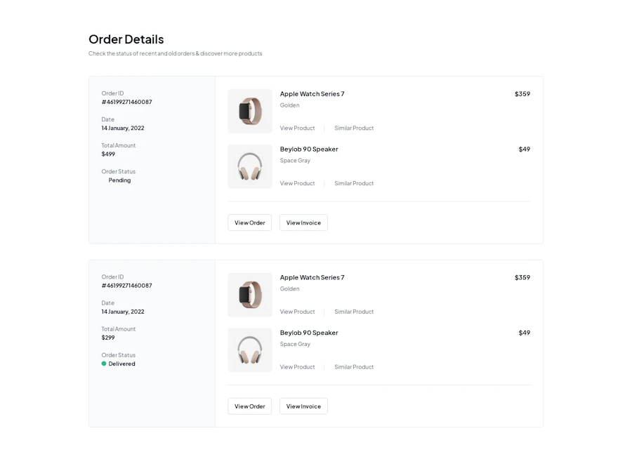 Order Details component screenshot