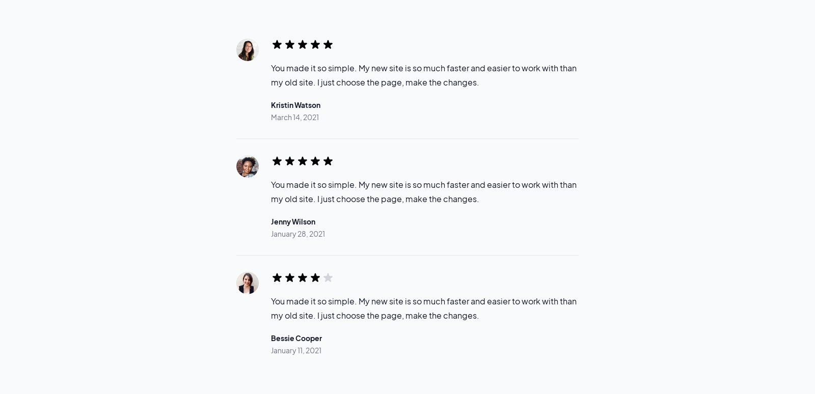 Reviews component screenshot