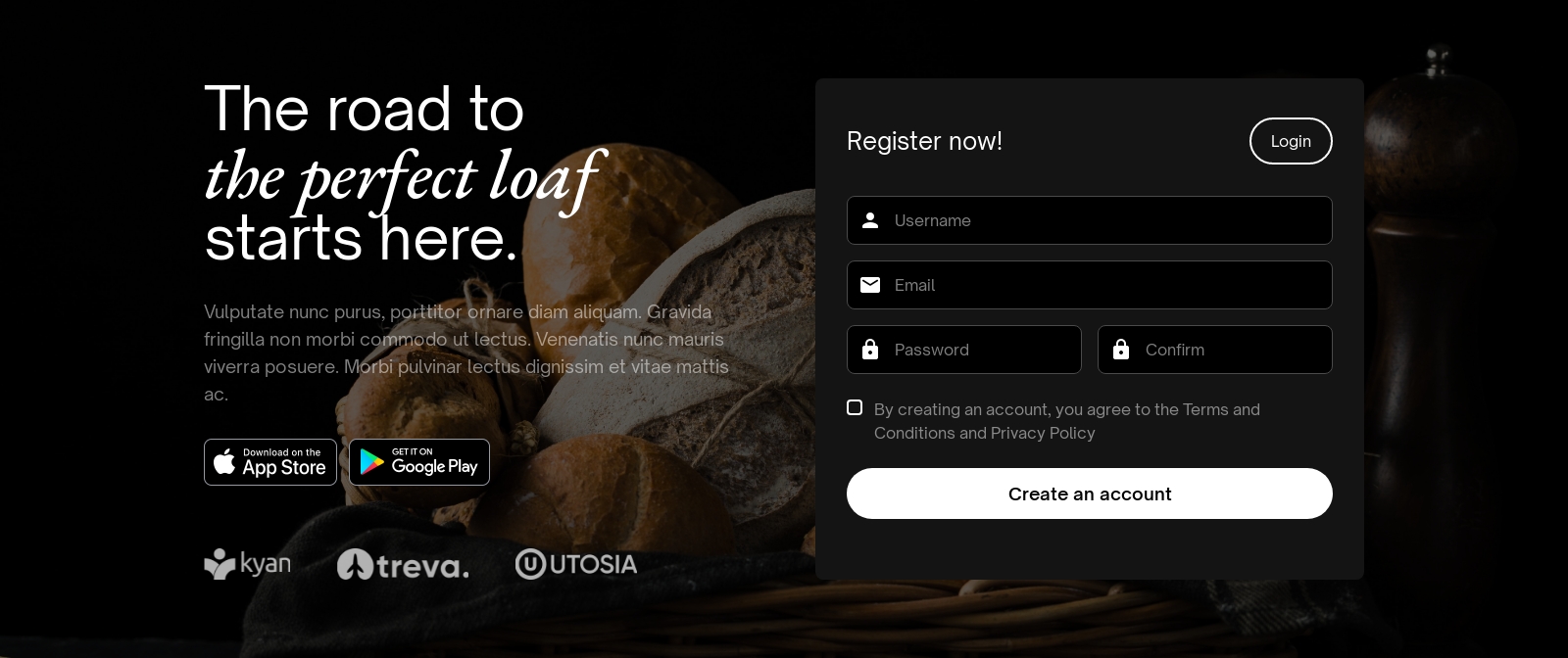Signup component screenshot
