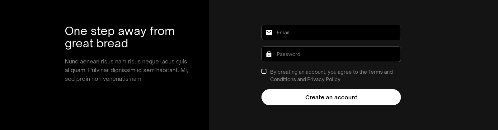 Signup component screenshot
