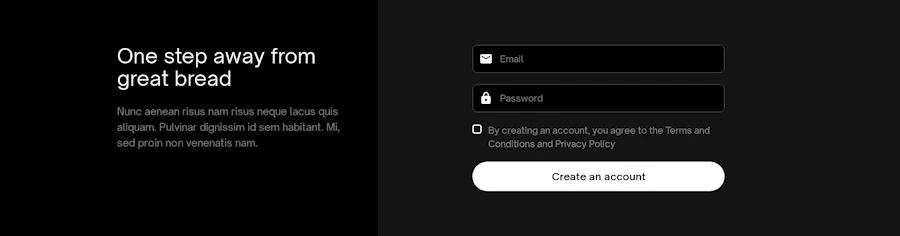 Signup component screenshot