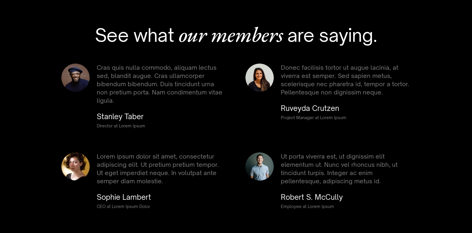 Testimonial component screenshot