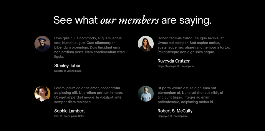 Testimonial component screenshot