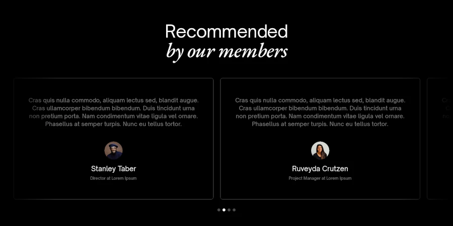 Testimonial component screenshot