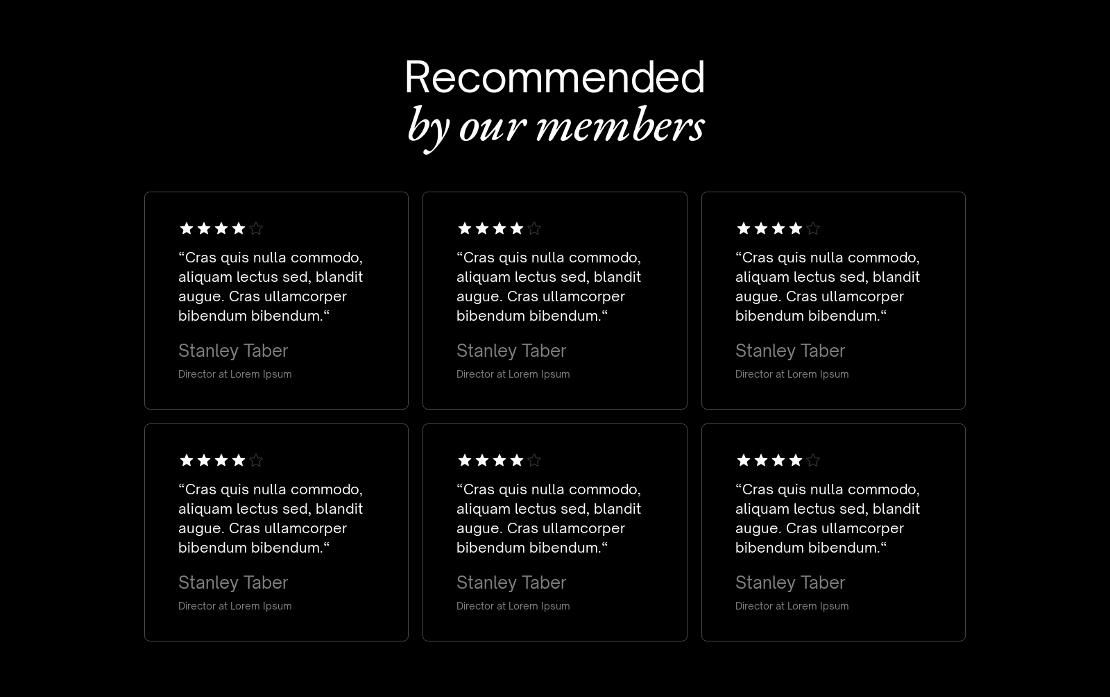 Testimonial component screenshot