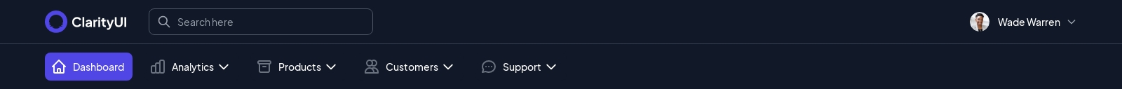 Horizontal Menu component screenshot