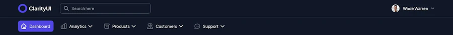 Horizontal Menu component screenshot