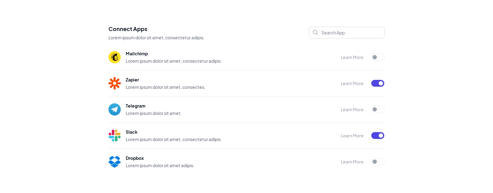 Table Stacks component screenshot