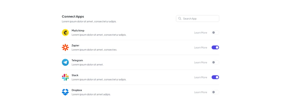 Table Stacks component screenshot