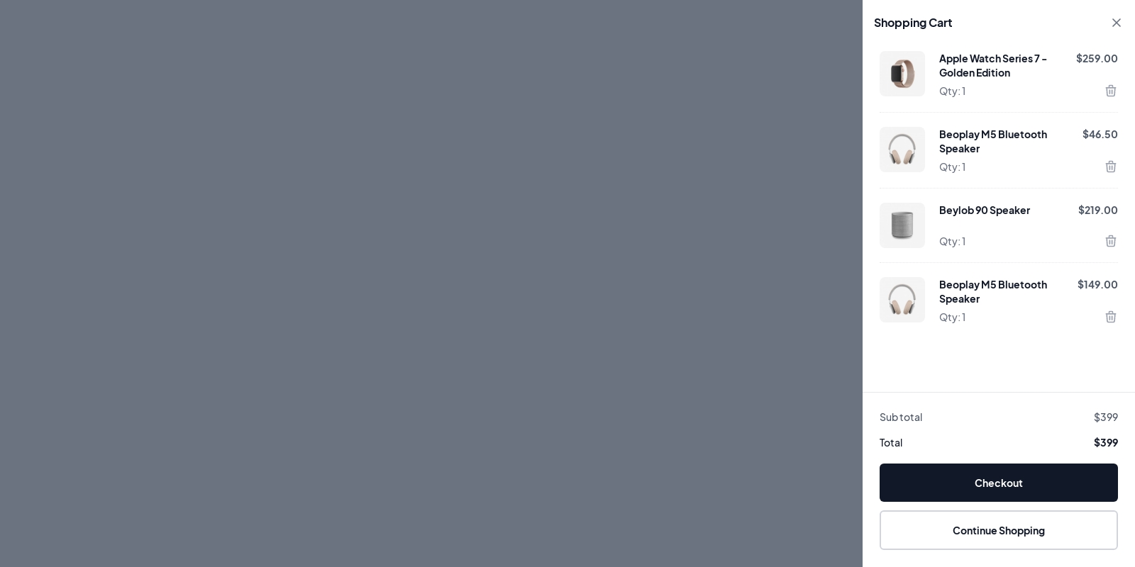 Cart component screenshot