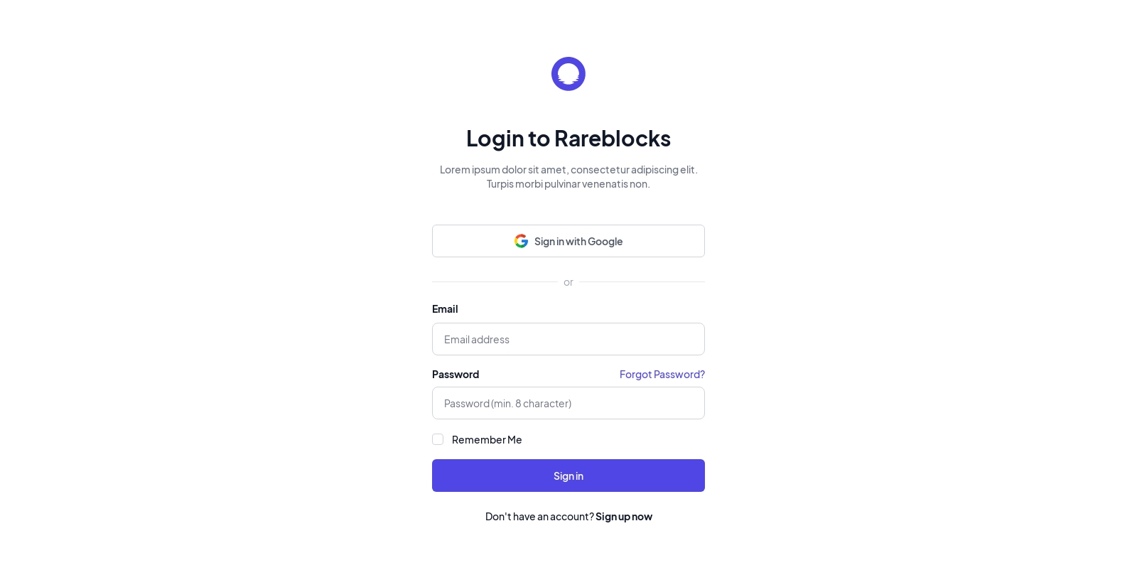Signin component screenshot