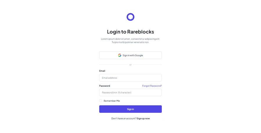 Signin component screenshot