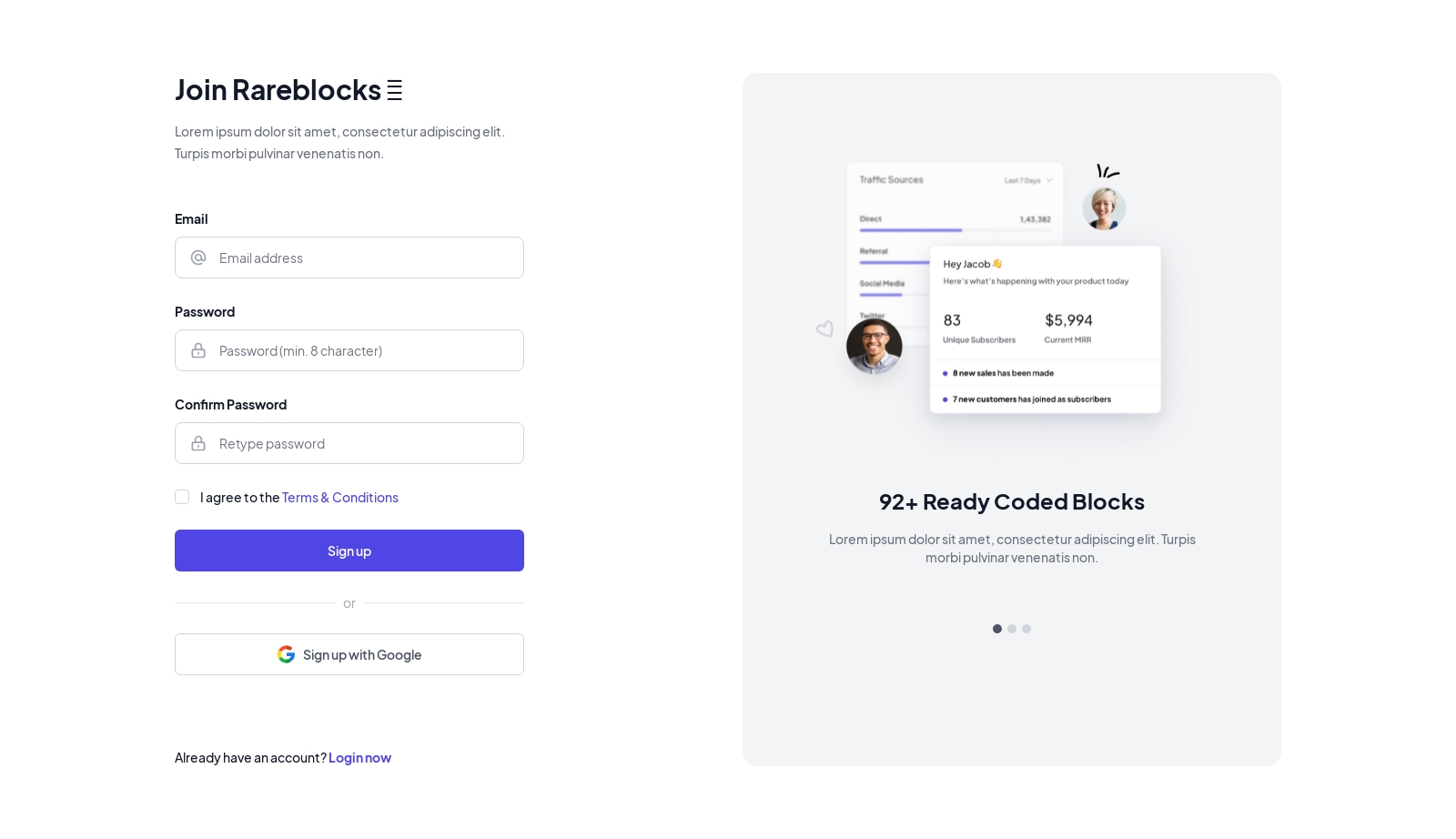 Signup component screenshot