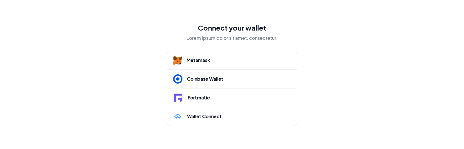 Connect Wallet component screenshot