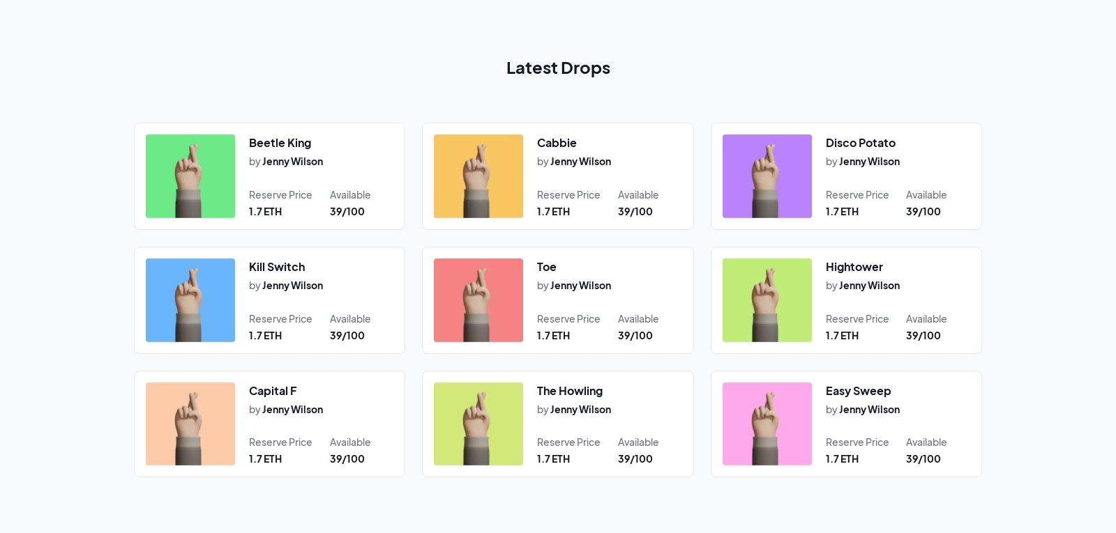 Featured Drops component screenshot