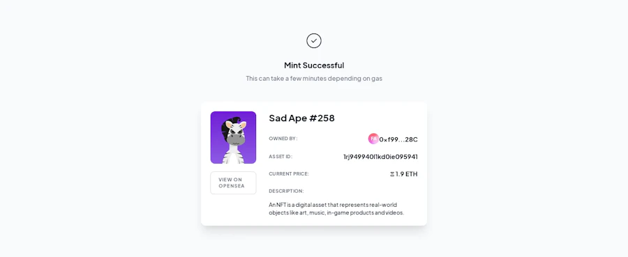 Mint Success component screenshot