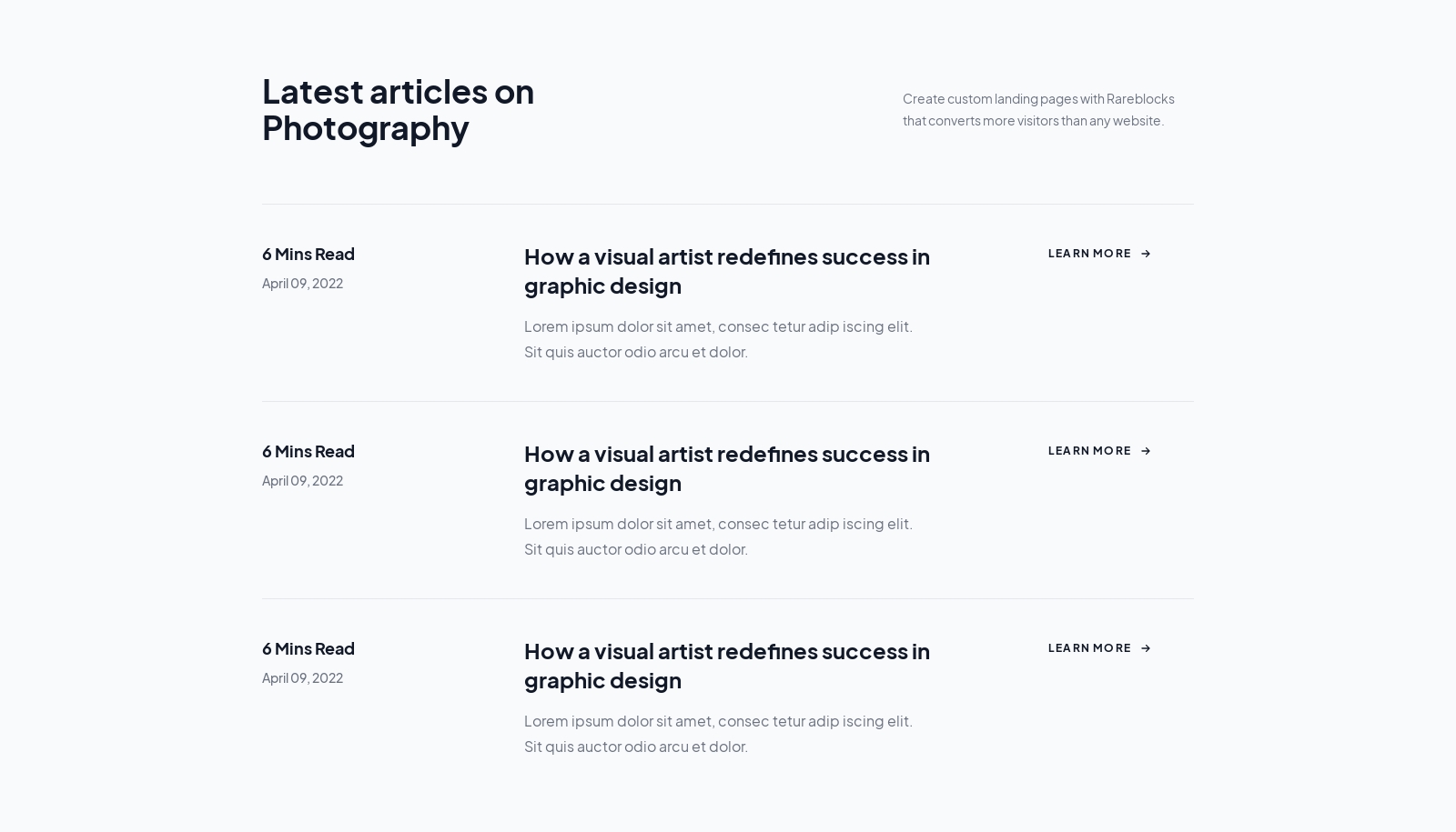 Blog List component screenshot