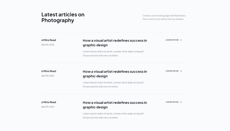 Blog List component screenshot