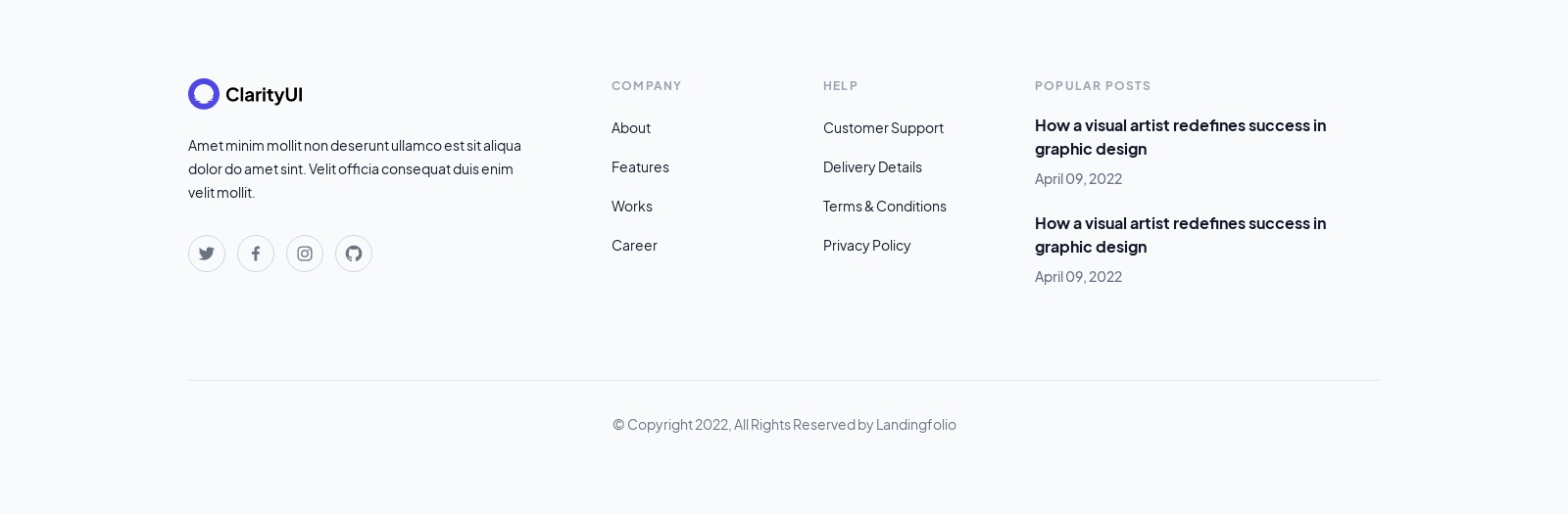 Footer component screenshot
