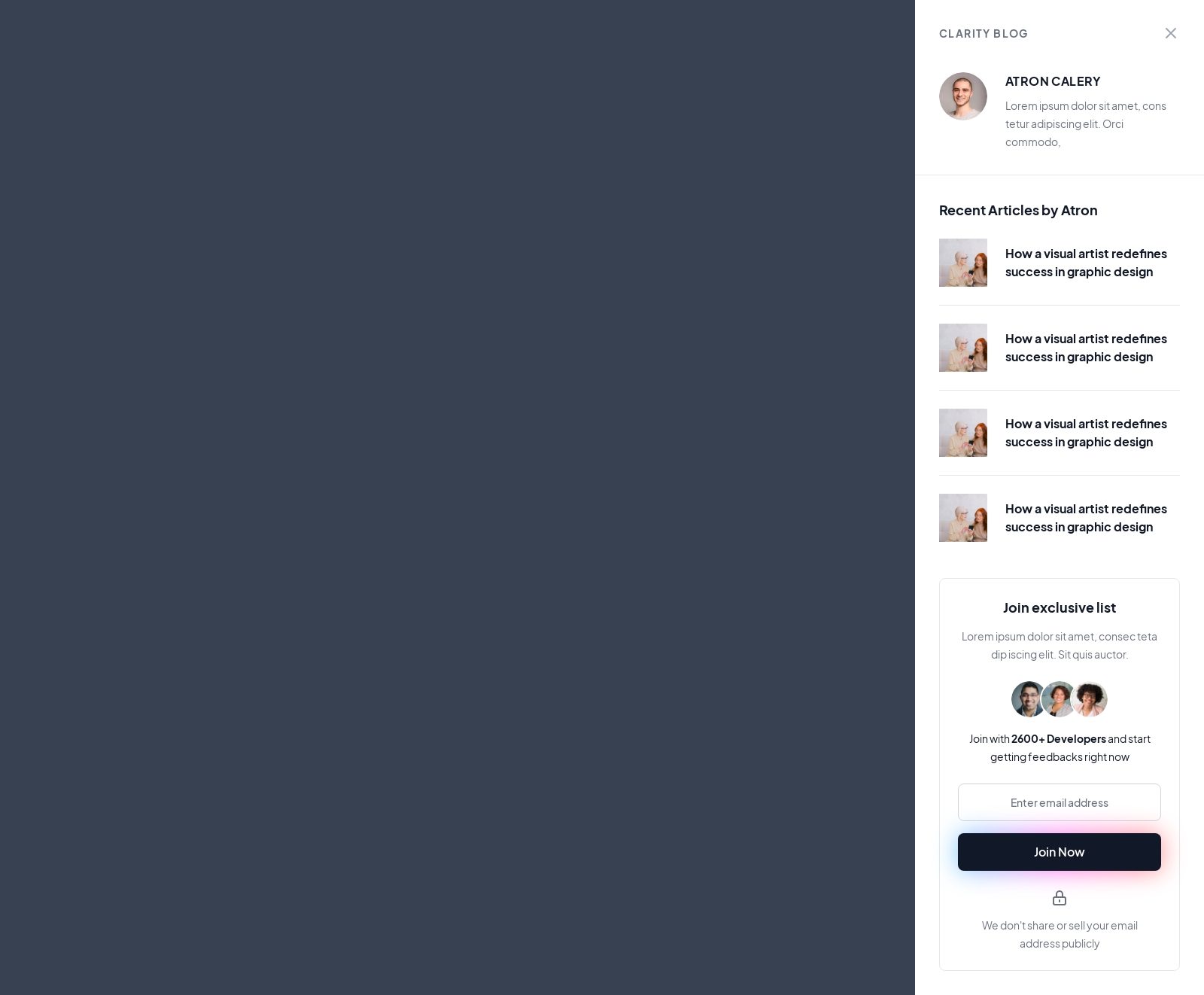 Home Sidebar component screenshot