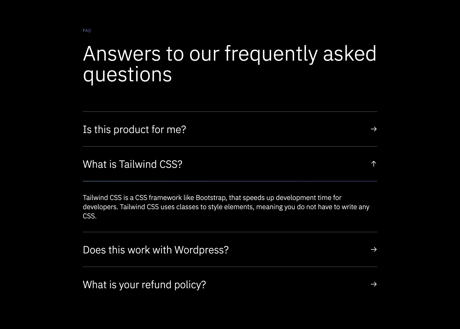 Faq component screenshot