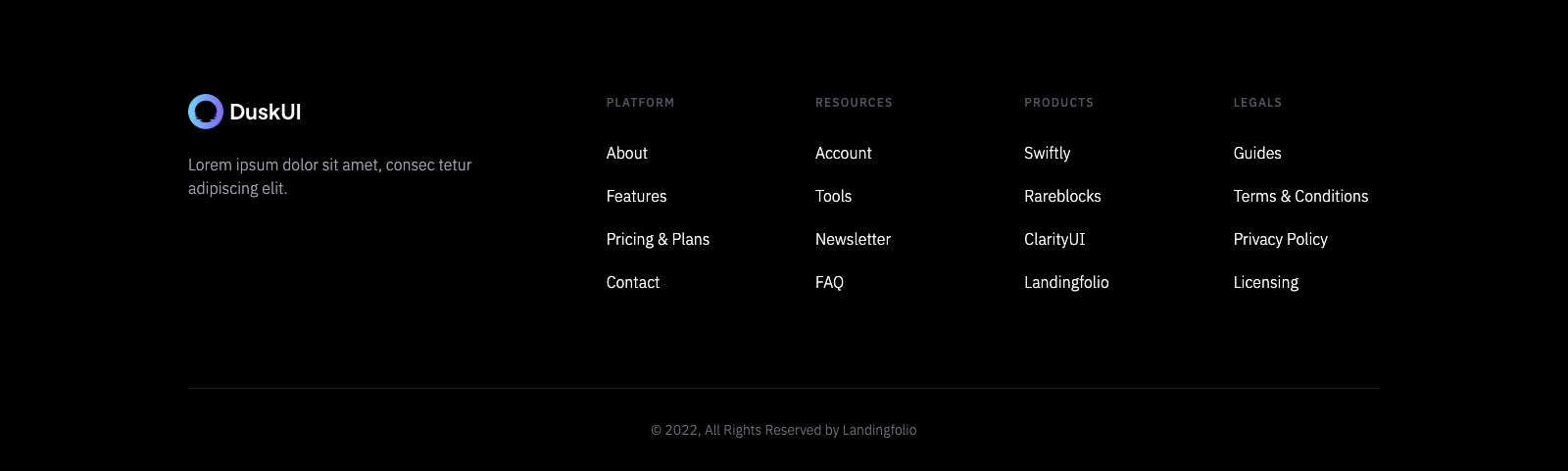 Footer component screenshot