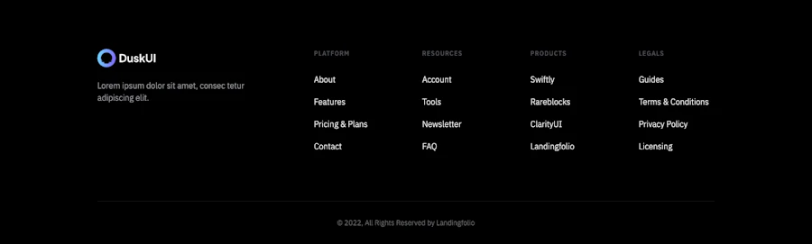 Footer component screenshot