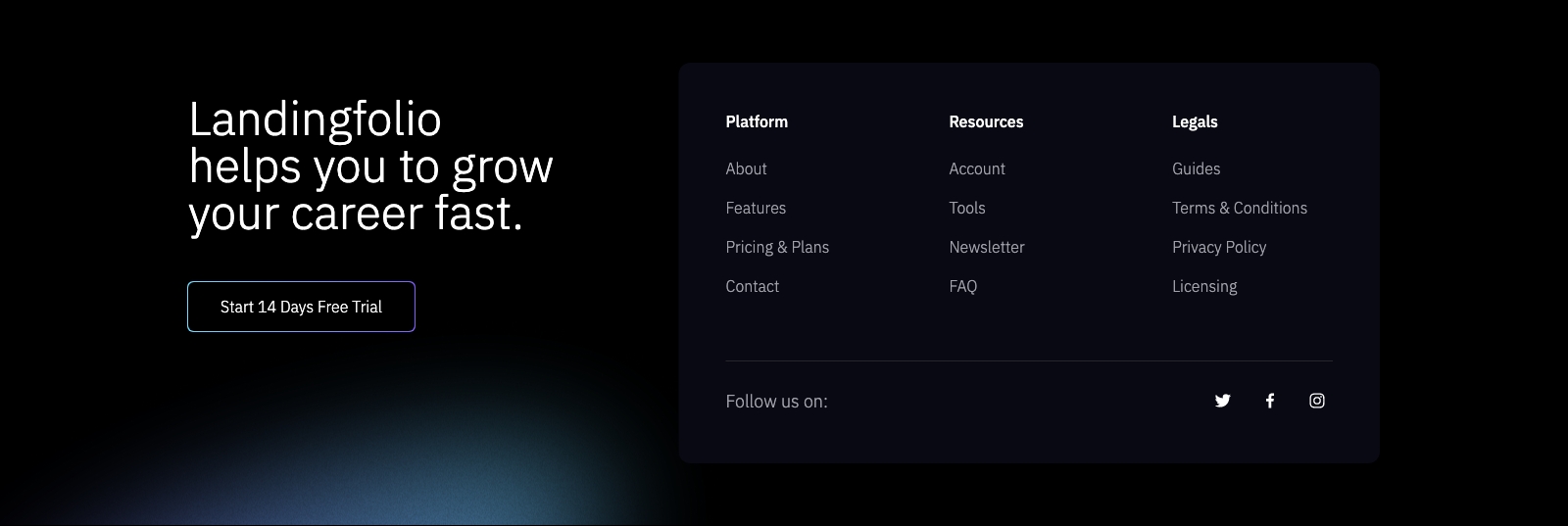 Footer component screenshot