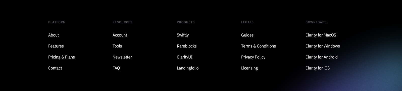 Footer component screenshot